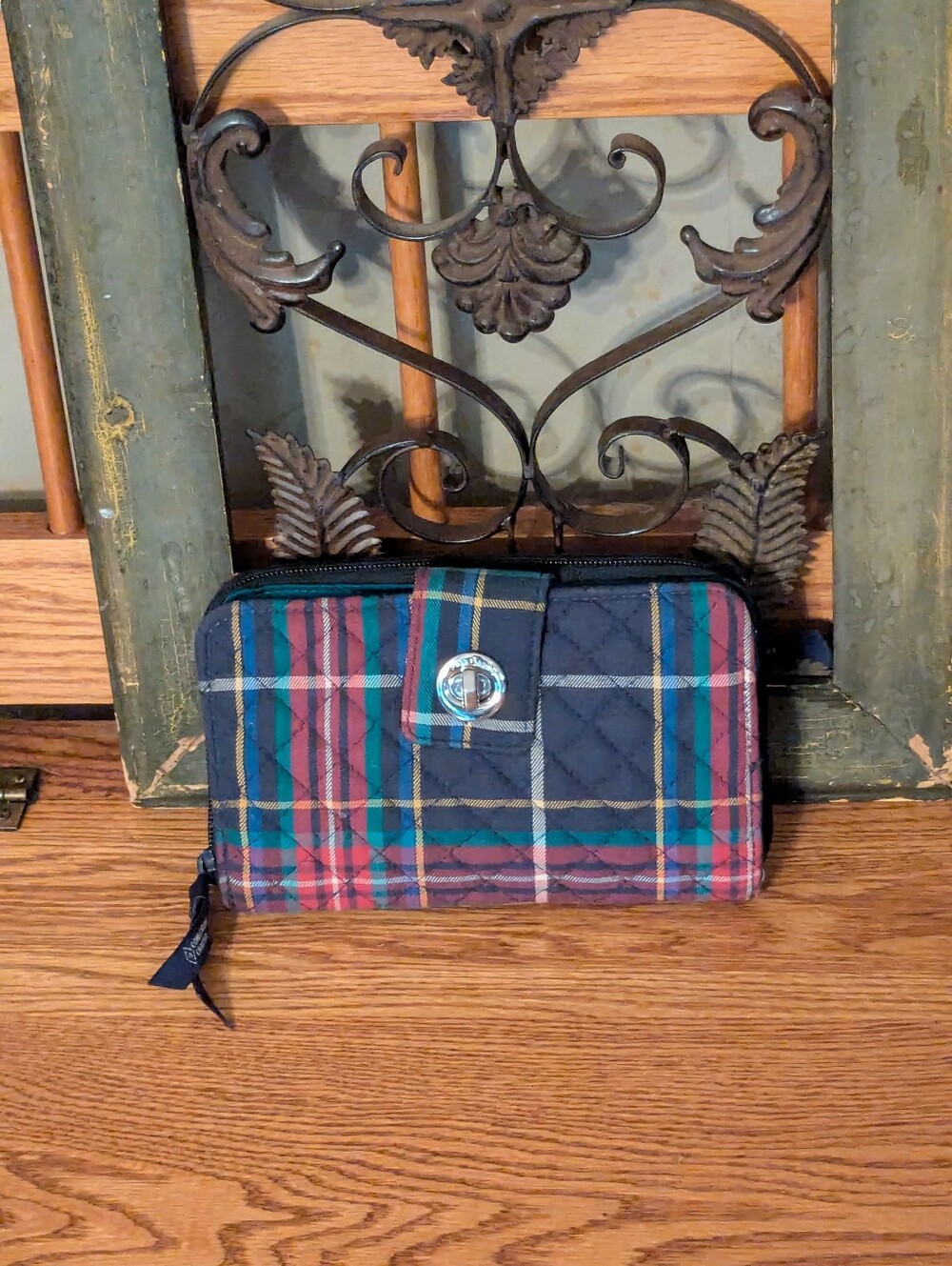 Vera Bradley Retired Tartan Plaid RFID Turn lock Wallet